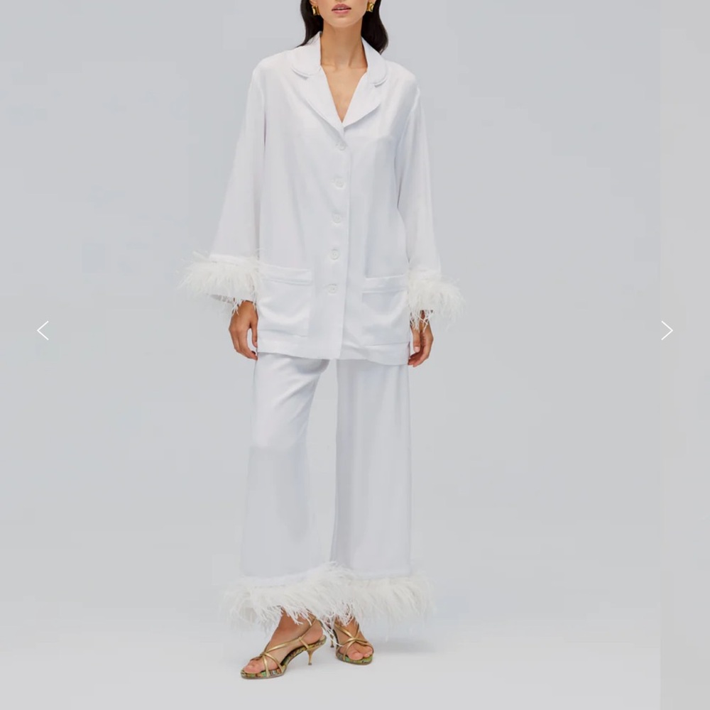 Sleeper White Feather-Trim Pajama Set